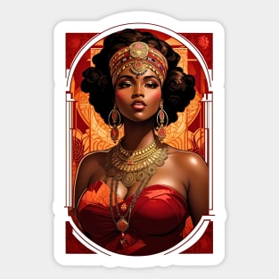 African Queen Tribal red ress retro vintage floral design Sticker